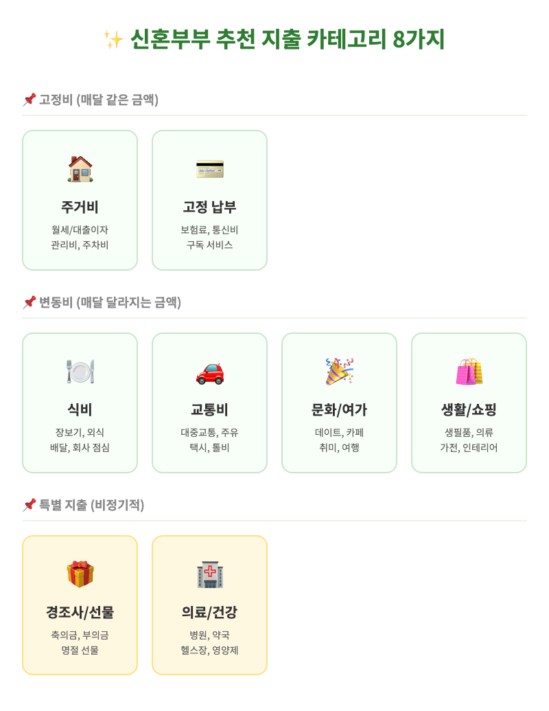 신혼부부 지출 카테고리 8가지 고정비 변동비 특별지출 분류